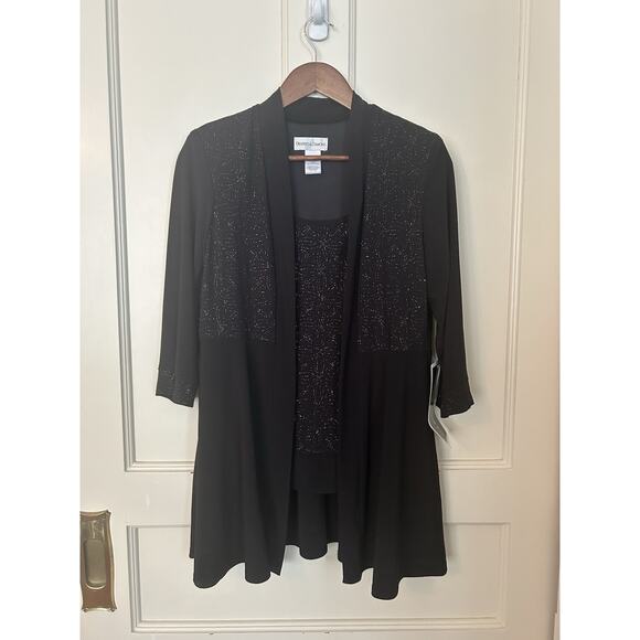 Draper's & Damons Glitter Jacket Blouse Combo Womens Size 8 Black Classic NWT - Picture 1 of 8